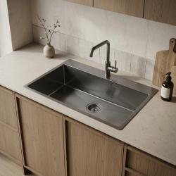 Pure.Sink Luxion Grote Gun metal spoelbak 78x50 cm Tapwing met kraangatbank PLX7850T-61